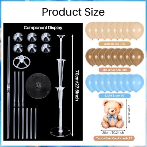 12 Sets Bear Baby Shower Balloon Stand Kit for Table Boy Baby Shower with Balloon Centerpieces Decorations for Blue Teddy Bear Theme Gender Reveal Birthday Party Table Decorations Supplies - Image 3