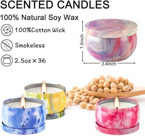 YOROXRG Scented Candles Gifts Set 24 Pack Soy Wax Travel Tin Jar Candles for Home 2.5 OZ Scented for Mom for Christmas, Birthday, Thanksgiving, Mother's Day - Image 4