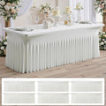 6 pk Ivory Spandex Tablecloth for 8 Foot Rectangle Tables,Wrinkle Free High Stretchy Cream Fitted Tablecloths with Ruffle Skirt, Elastic Spandex Table Covers 8 ft for Parties Weddings Banquet by ENJOYYOURPARTY