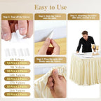 17ft Champagne Satin Table Skirt for Rectangle Table Teacher Desk Skirt - Image 6