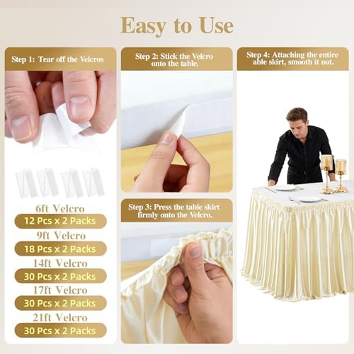 21ft Champagne Satin Table Skirt for Rectangle Table Teacher Desk Skirt - Image 6