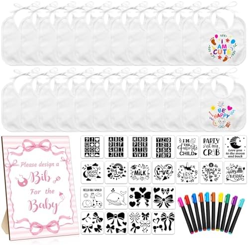 Newwiee 55 Pcs White Baby Bibs DIY Bib Decorating Design by Newwiee