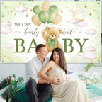 Avezano We Can Bearly Wait Banner Bear Baby Shower Decorations Bear Baby Shower Backdrop Teddy Bear Baby Shower Banner for Boys Girls (Green, 8 x 6 ft) - Image 5