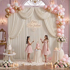 10ft x 15ft Beige Backdrop Curtains for Wedding Parties, 2 Panels Extra Long Wrinkle Free Fabric Drapes Photo Backdrop for Baby Shower Birthday Stage Reception Lobby Decoration - Image 6
