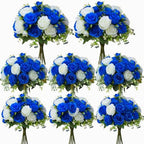 Geosar 8 Bundles Artificial Peonies Flowers,Royal Blue, White by Geosar