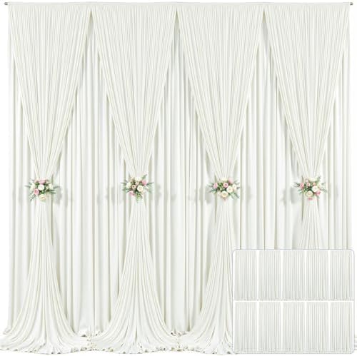 10 Panels Ivory Backdrop Curtain for Wedding Parties Wrinkle Free Ivory Photo Curtains Backdrop Drapes Fabric Decoration for Baby Shower Photography 5ft(W) x 10ft(H)" by Tao-GePartyDecorations