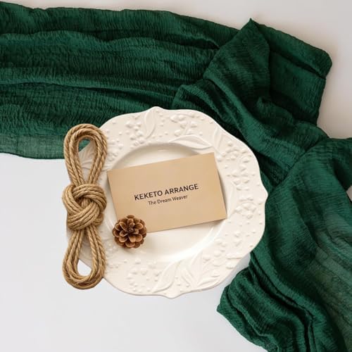 10Pcs Emerald Green Cheesecloth Table Runner 120 Inches for Boho Home Decor - Image 2