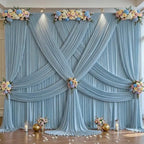 Dusty Blue Backdrop Curtains for Wedding, Wrinkle Free Polyester Photography Backdrop Drapes 16x10FT Photo Backdrop for Baby Shower Birthday Parties Stage Photoshoot Background Decorations by Partisky