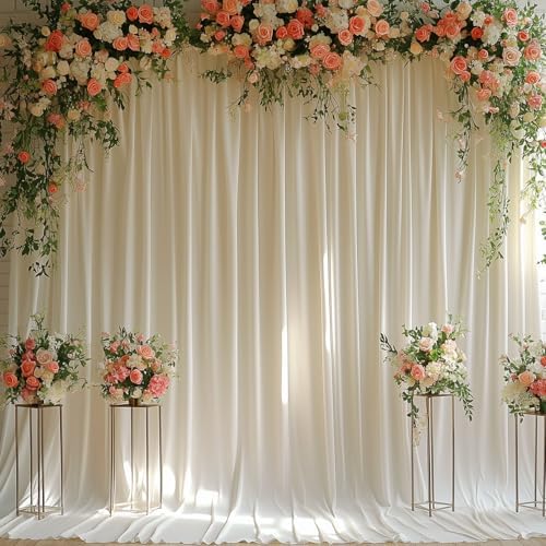 Ivory Backdrop Curtains for Wedding Parties, 30x7FT Wrinkle Free Photo Backdrop Curtains for Wedding Birthday Party Baby Shower, Fabric Drape with Rod Pockets 5ft x 7ft, 6 Panels - Image 5