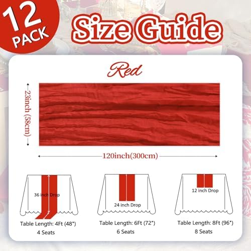 12 Pack Red Cheesecloth Table Runner 23 x 120 Inch 10Ft - Image 2