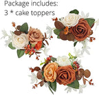 Rinlong 3Pcs Premade Cake Flowers, Burnt Orange Berry Wedding Cake Decor - Image 5
