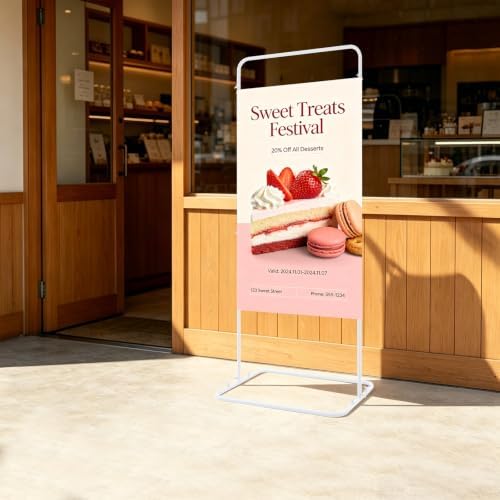 Wedding Sign Stand Adjustable Metal Easel Stand for Welcome Signs,White - Image 4