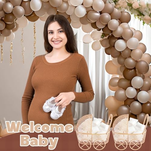 Threehoney 12 Pcs Baby Shower Mini Carriage Decoration Brown Bear Color Metal Wired Fillable Candy Stroller Baby Shower Table Centerpiece for Guest Gender Reveal Wedding Party Favor Gift - Image 5