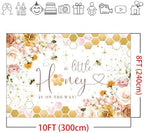 Mocsicka Bee Baby Shower Backdrop Honey Bee Baby Shower Decorations Background Floral Sweet Honeycomb Bumblebee Baby Shower Decor Cake Table Photoshoot Studio Props (10x8ft) - Image 5