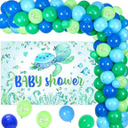 Turtle Baby Shower Decorations for Boy Sea Turtle Baby Shower Decors Balloon Garland Kit Blue Green with Turtle Baby Shower Backdrop for Ocean Summer Sea Theme Baby Shower Boy Decoration Supplies by Balterever