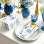 Potchen 100 Pcs Linen Feel Napkins Disposable, Something Blue Floral - Image 4