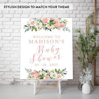 Andaz Press Personalized Large Canvas Baby Shower Welcome Sign, Blush Pink Florals, 16 X 20 Inches, Guestbook Alternative, Custom Baby Shower Sign, For Floral Baby Shower, Welcome To Baby Shower Sign - Image 3