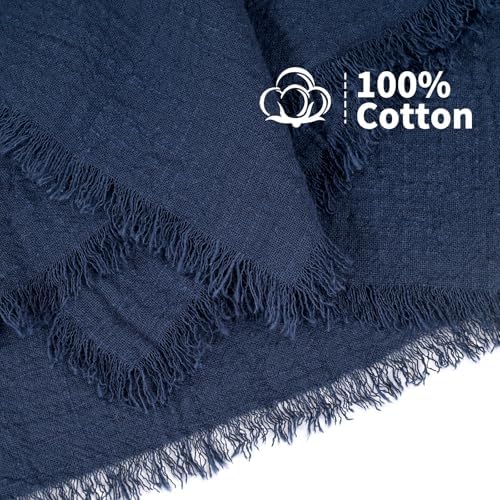 Showgeous 30 Pack Navy Blue Cloth Napkins with Fringe, 16x16 inch - Image 4