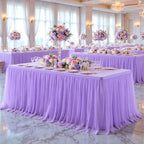 Lavender Tulle Tablecloth for 8 Foot Rectangular Table 8ft Light Purple Rectangle Table Cloth Wrinkle Free Tablecover with Tutu Skirt for Wedding Birthday Party Baby Shower Banquet Buffet Cake Event - Image 6