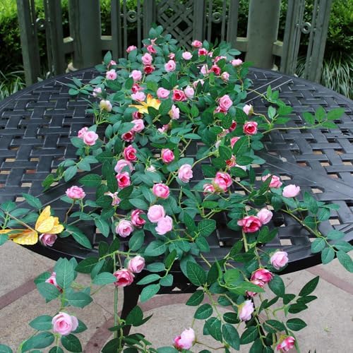 4PCS x 6FT Rose Garland Artificial Flower Vine for Home Decor, Pink by zhixinyue