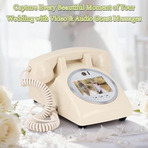 Video Audio Guest Book Wedding Phone, 1080P Video Guestbook Phone for Wedding, Bridal Shower, Birthday Party, Baby Shower, Anniversary Engagement (Rice White) - Image 7