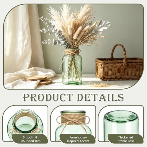 Glass Flower Vase,12 PCS Farmhouse Mason Jar for Centerpiece - Image 3