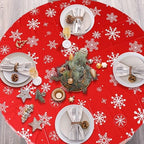 Ganeen 6 Pcs Christmas Snowflake Plastic Tablecloth 84 Inch Red White Decor - Image 5