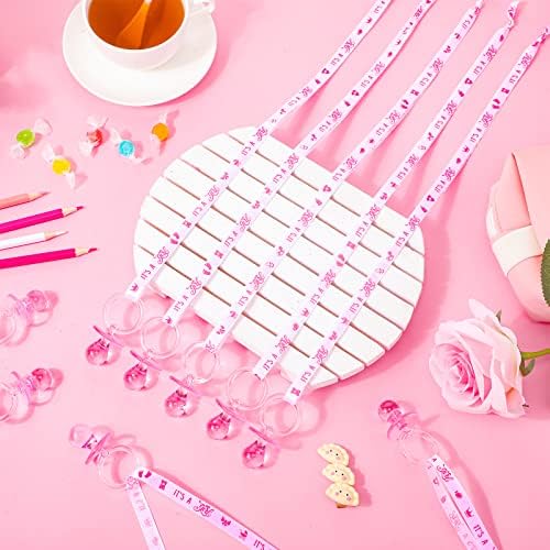 CHENGU 100 Pcs Baby Shower Pacifiers Necklace Bulk,Pink and White - Image 4