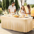 PARTISKY Champagne Spandex Tablecloth for 6ft Rectangle Tables, Stretchable Table Cover Skirt for Folding Tables Weddings Parties Banquets Events Trade Shows and Dessert Table by Partisky