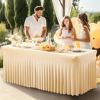 PARTISKY Champagne Spandex Tablecloth for 6ft Rectangle Tables, Stretchable Table Cover Skirt for Folding Tables Weddings Parties Banquets Events Trade Shows and Dessert Table by Partisky