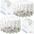 Ganeen 12 Pcs Wildflower Plastic Tablecloth 84 in Spring Round Tablecloths by Ganeen