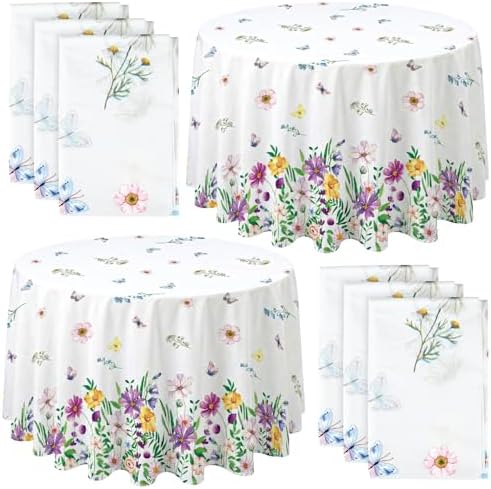 Ganeen 12 Pcs Wildflower Plastic Tablecloth 84 in Spring Round Tablecloths by Ganeen