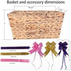 Gift Baskets Empty to Fill, Woven Storage Basket for Baby Shower, Empty Gift Basket with Gift Bag & Ribbon, Nursery Organizer Bin, Natural Color - Image 3