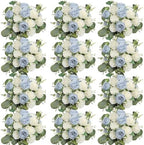12 Bundles Dusty Blue White Artificial Peonies Silk Flowers Bulk by Nagobi