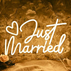 SYLHOME Just Married Led Neon Light Sign Heart Wedding Backdrop Wall Decor - Image 6