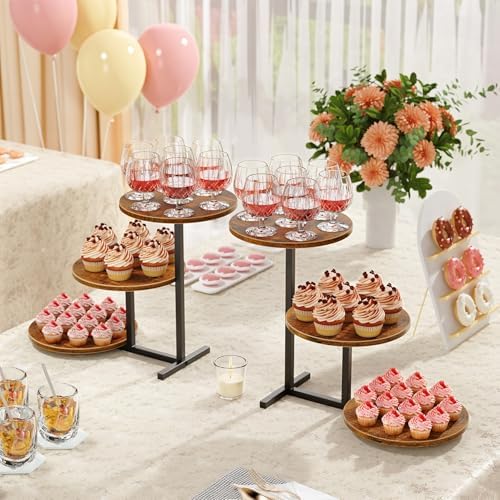 Emfogo 3 Tier Cupcake Stand for 50 Cupcakes, Wooden Cup Cake Tiered Tray Stands, Wood Desert Tier Stands for Dessert Table Display Set for Party Afternoon Tea Baby Shower Wedding Birthday (2 Pack) - Image 4