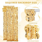 Big Payette Gold Sequin Backdrop Curtain 2 Panels 2ftx8ft Glitter Sparkly Party Background Drapes for Wedding Birthday Baby Shower Event Decoration - Image 2
