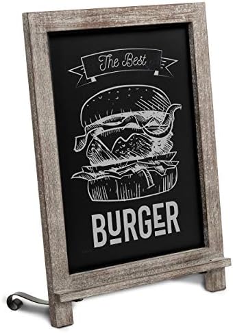HBCY Creations Rustic Weathered Wooden Tabletop Chalkboard with Legs/Vintage Wedding Table Sign/Small Kitchen Countertop Memo Board/Antique Wooden Frame (12" x 17", 3- Weathered) by HBCYCreations