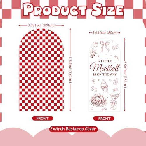 ZestZing 2pc Little Meatball Baby Shower Arch Backdrop Covers 7ft 6ft - Image 2