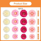 Pack of 12 Paper Flowers Pompoms Decoration, Paper Flowers Pink Decoration, Room Decoration Aesthetic for Tissue Paper Garden Party Decoration, Birthday Decoration Pastel Girls, Wedding, Baby Shower - Image 2