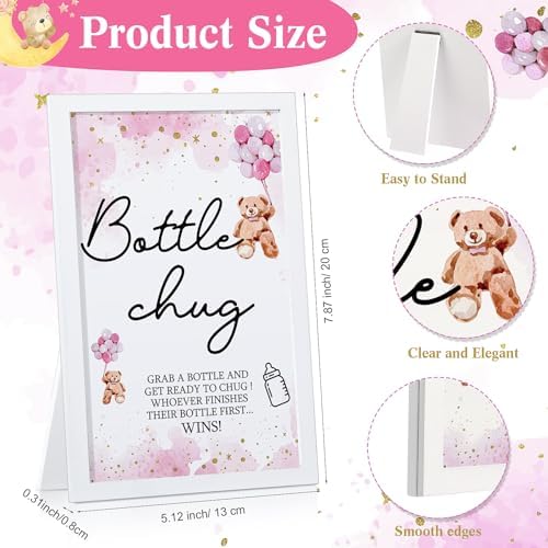 Roowest Bottle Chug Baby Shower Games Favors, Pink, Bear - Image 2
