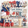 Hombae Rookie Year 1st Birthday Decorations, Baseball First Birthday Decor Party Supplies with Balloons Boxes, Highchair & Photo Banners, Crown, Cake Cupcake Toppers, Tablecloth, Backdrop, Poster by Hombae