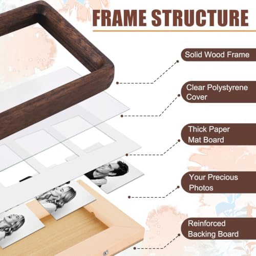 4 Pack Wood Photo Booth Frames 4.7"x12.6" Wood Photo Strip Frame Walnut Film Picture Holder with Stand for Wall Tabletop Desk Home Display Wedding Grad Baby Shower - Image 4