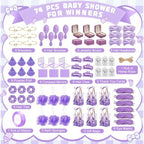 74Pcs Baby Shower Prizes for Game Winners Baby Shower Favors Gifts including Headband Hair Brush Jewelry Box with Gift Bag for Baby Shower Game Prizes Wedding Bridal Shower Favors (Purple) - Image 2