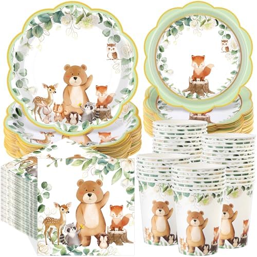 Funnymoom 250 Pcs Woodland Animals Baby Shower Party Decorations Serves 50 by Funnymoom