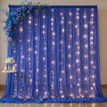 10ft x 10ft Royal Blue Chiffon Backdrop Curtain with Lights String for Parties,2 Panels Sheer Tulle Curtain Wedding Backdrop for Baby Shower Birthday Party Ceremony Reception Home Decorations by Partisky