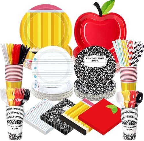 450 Pcs Tableware Set, Serve 50, Red Yellow, Back to School by Unknown