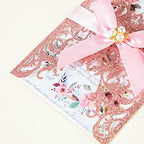 Glitter Laser Cut Wedding Invitations With Envelopes And Rsvp Cards Blank Inner Sheet Pink Gold Wedding Invitation Personalized 25Pcs For Engagement Quinceanera Bridal Baby Shower Birthday - Image 4
