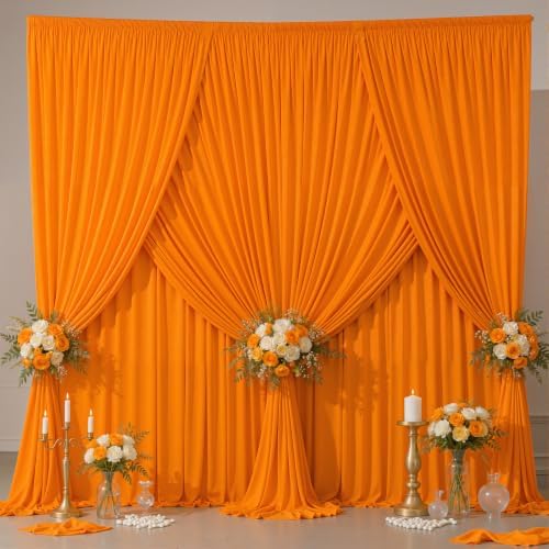 30x10FT Backdrop Curtains with Rod Pockets - Wrinkle Free Photo Stage Backdrop 6 Panels Curtains Drapes for Photography Wedding Party Baby Shower Decorations (Orange) - Image 2
