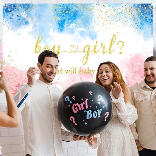 Gender Reveal Backdrops 10x10 FT Boy or Girl Backdrop Blue and Pink Gender Reveal Decorations Banners for New Born Baby Shower Kids Birthday Party Supplies Large Photo Props Background - Image 3